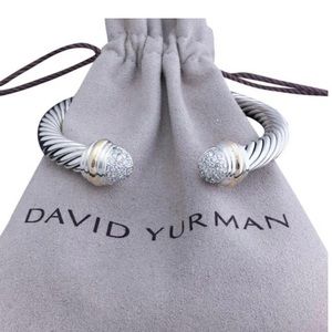DAVID YURMAN Gold 7mm Diamond Tip Cuff Bracelet
